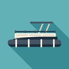 Pontoon boat floating on water, representing boating leisure and travel © anatolir