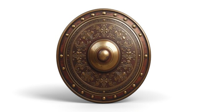 Realistic 3D Roman Scutum shield shown on clean white background