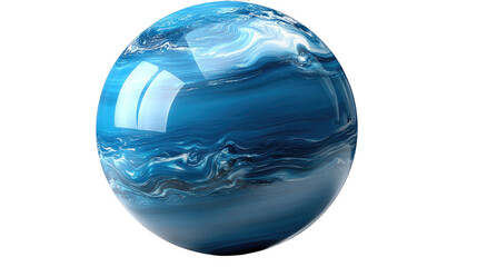 Ocean Orb: A mesmerizing close-up of a perfectly spherical ocean, with a swirling array of vibrant blue, mirroring the vastness and mystery of the sea.