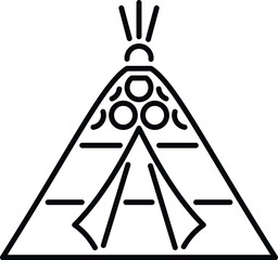 Line art icon representing a traditional native american tribal dwelling teepee or hut © anatolir