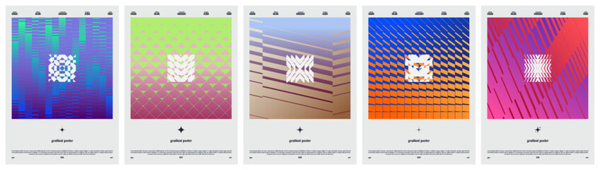 Abstract gradient pattern, graphic transition effect, dynamic gradation of halftones from thin to thick elements in brutalist style, postmodern geometric posters, futuristic tech colorful form