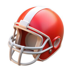 Fototapeta premium Red American football helmet with white stripe isolated on transparent background