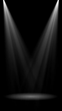 two two spot lights ray and floor isolated alpha channel animation, stage lights and product light vertical social media motion design element