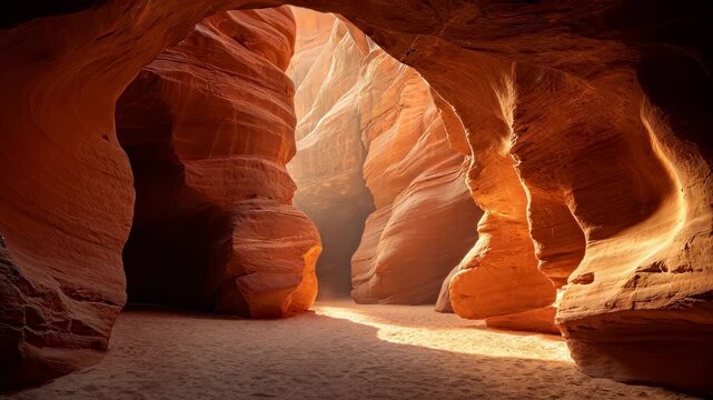 Antelope canyon sandstone slot canyon walls, warm sunbeams, arizona desert, scenic outdoor travel background