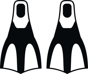 Pair of black swimming fins or flippers icon on a white background © anatolir