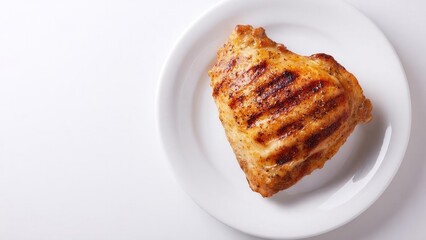 Grilled chicken breast on a white plate Concept Grilled chicken breast, White plate, Simple food photography, Healthy meal, Rustic plating