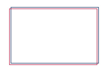 American, USA or US flag theme rectangle frame or border with red blue lines patriotic pattern design for 4th July independence day documents decoration on transparent background