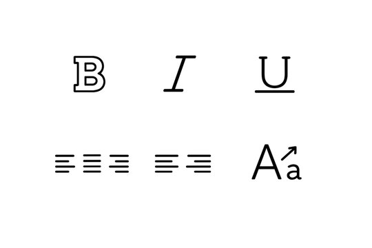 Typographic Symbols B I U Underline Strikethrough and Superscript Subscript Aa on White Background