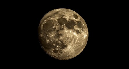 Obraz premium A brilliant close-up capture emphasizing the radiant moon and its complex surface