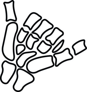 Skeleton hand bones forming the shaka or hang loose gesture symbol