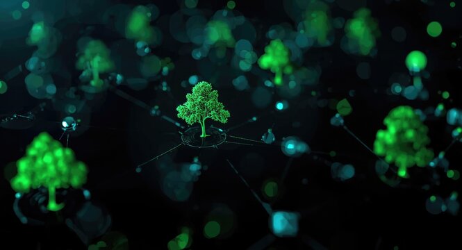 Nodejs application for green network creation with embedded digital tree representations