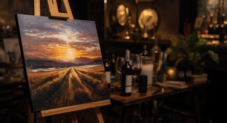Wine and paint evening for a soothing creative outlet