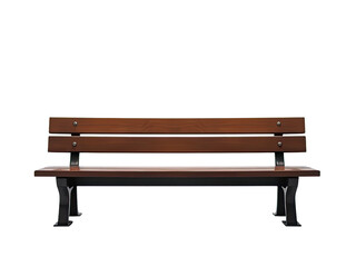 A simple wooden bench placed on a clean white floor