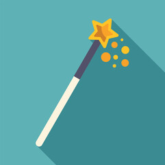 Obraz premium Magic wand with a golden star emitting sparkles, symbolizing enchantment and fantasy