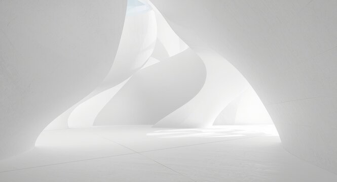 Minimalist white architectural backdrop with abstract interior patterns