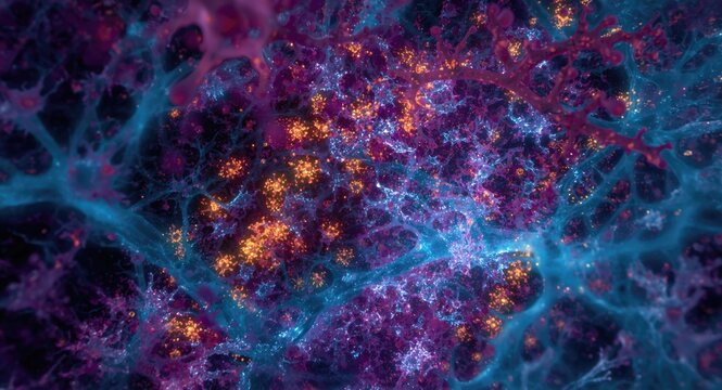 Detailed micrograph of cerebellar cortex with severe neuronal degeneration and activated microglia during prion disease progression
