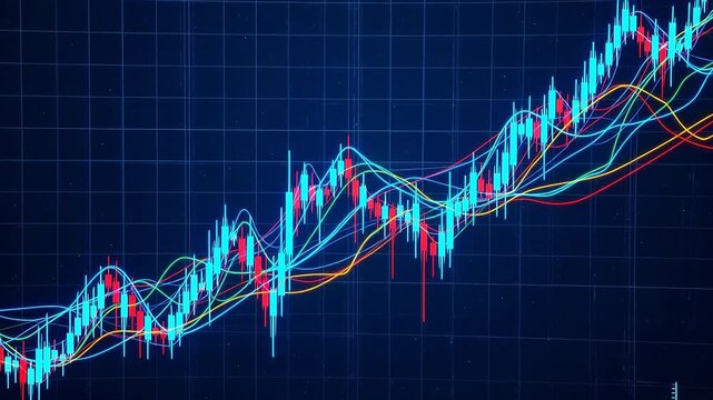 Stock market chart with multiple lines