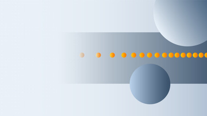 Minimal geometric gray blue industrial or technological background. Empty horizontal banner back with circles, halftone gradient metallic color, accent line. Vector minimalist design with copy space.