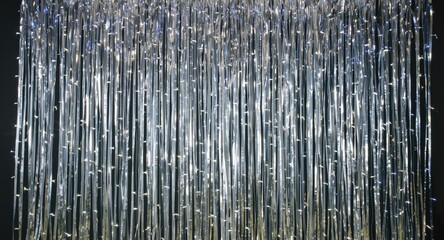 Obraz premium Flashy Silver Fringe LED Curtain Suitable for Indoor Party Decorations and Holiday Themes
