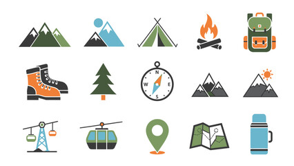 Collection of Outdoor Adventure and Camping Icons. © ryu