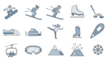 Winter Sports and Activities Icon Set. © ryu