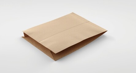 Mockup of brown craft paper bag packaging featuring secure stitched seams on white background