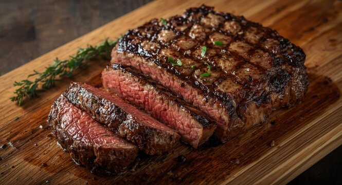 Red oak grilled tri tip steak showcasing bottom sirloin beef