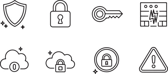 Modern flat design security icons set