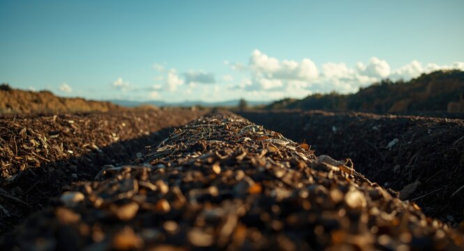Organic waste managed in compost windrows to produce nutrient dense fertilizer