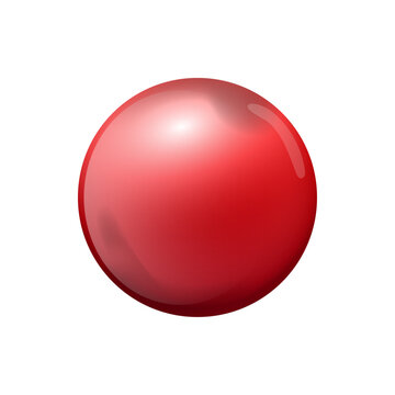 Realistic red ball sphere icon magic glossy object without background