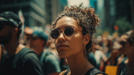 Young activist looking determined, ai generated