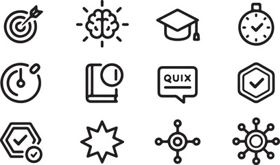 Minimalist education and achievement icon set