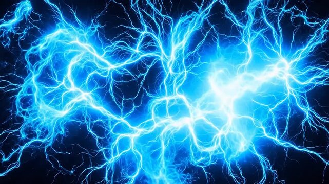 Blue electric lightning bolts