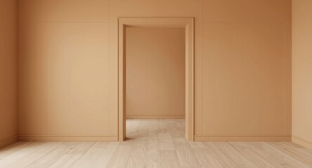 Unfurnished room with warm beige walls and rectangular door frame