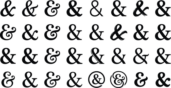 Calligraphy Ampersand Silhouette Vector Icon Set &ndash; Elegant &ldquo;&&rdquo; Symbols Collection