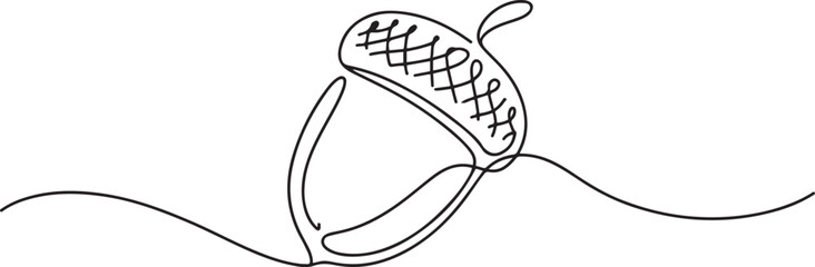 A single line drawing of a acorn. Continuous line thanksgiving acorn icon, one line Art icon drawing vector © mst
