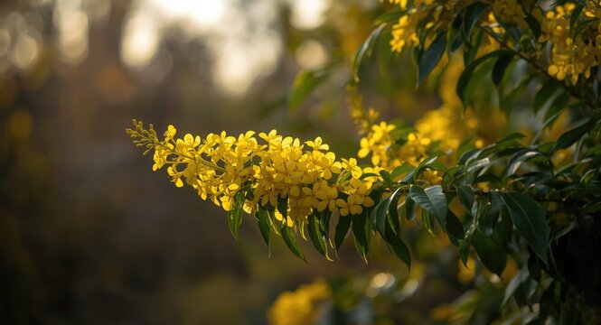 Mustard tree flowers blooming vibrantly in natural daylight