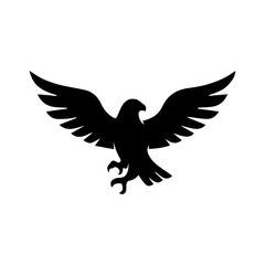 Obraz premium Bald Eagle Silhouette Black Vector Illustration Isolated on White Background