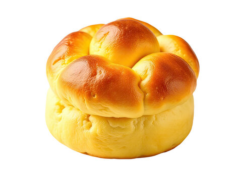 Freshly baked bread on a white surface, suitable for food and cooking images
