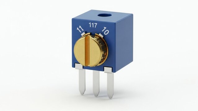 Precision blue trimpot potentiometer electronic component with brass screw adjustment