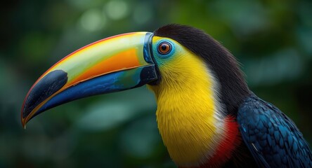 Fototapeta premium Vivid toucan bird close up revealing intricate feather details