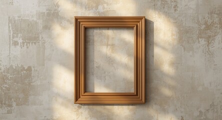 Warm light enhanced wooden frame over abstract textured surface background
