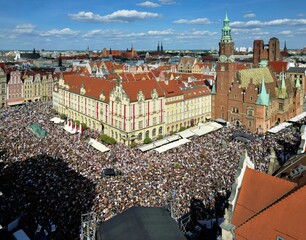 Crowded Market Square in Wroclaw, Poland