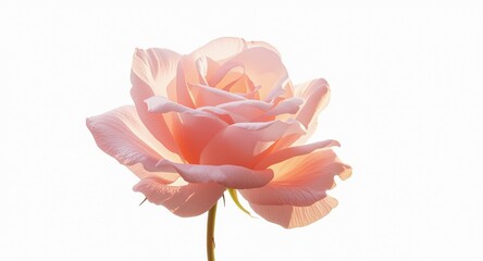 Pink shaded rose flower isolated on a clean white background