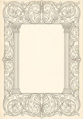 Vintage frame on beige background, copy space.
