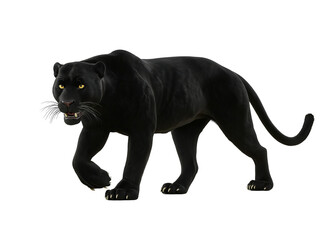 black panther, full-body shot, isolated on a white background, in a high-resolution, photorealistic style, high-quality photography