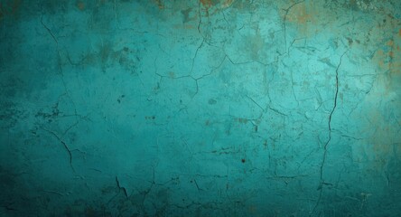 Obraz premium Textured turquoise retro wall background featuring vintage interior paint design