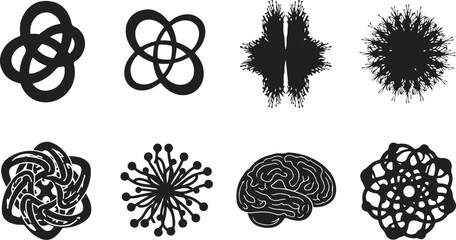 Geometric shapes and abstract designs in black and white