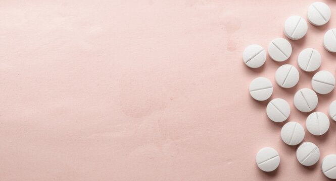 Medical treatment theme featuring fentanyl pills and copy space
