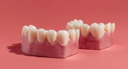 Fototapeta premium Pressed ceramic crowns mimicking natural enamel for dental repairs